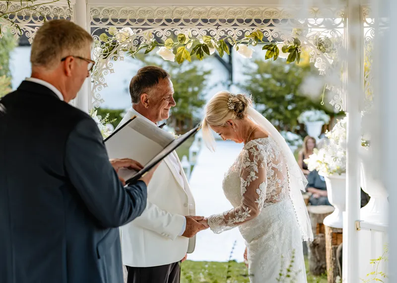 Vows at the Garden Gazebo ceremony at The Orchard