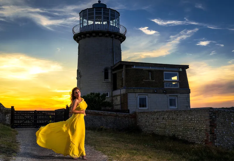 Flowy Yellow Dress Photoshoot at Belle Tout Lighthouse, Sussex, photo 1