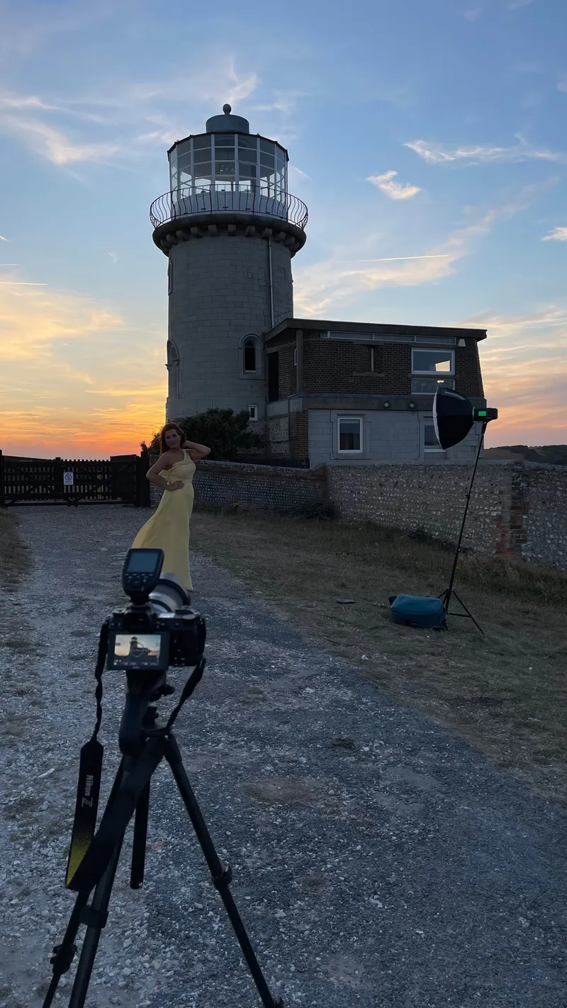 Flowy Yellow Dress Photoshoot at Belle Tout Lighthouse, Sussex, photo 4
