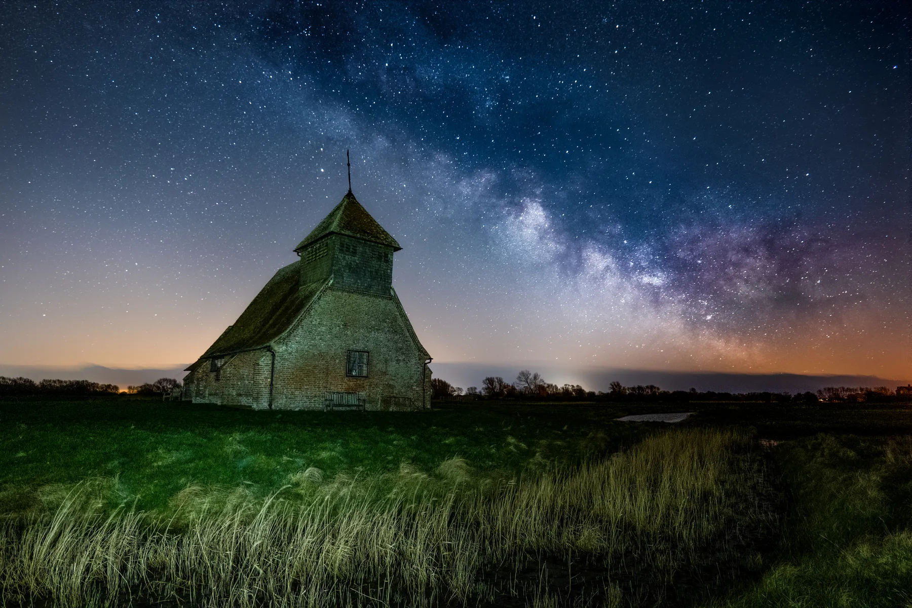 The Milky Way over a Kent church at night